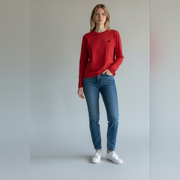 a new day Denim - A New Day NWT Red Long Sleeve Crewneck Top Heart Graphic M